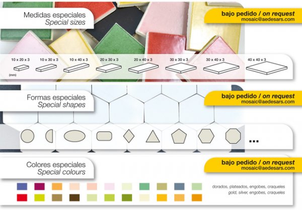 Teselas en colores y medidas especiales 